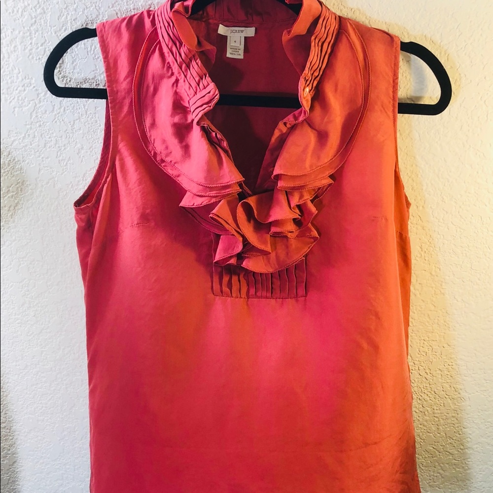 J.Crew Dusty rose ruffle sleeveless blouse